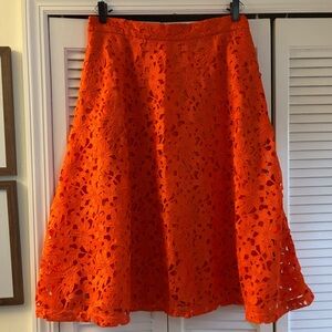 GORGEOUS Banana Republic A-line Skirt with Embroidered Lace Overlay ORANGE 14